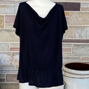 a.n.a. Black Elastic Waist‎ Cowl Neck Top